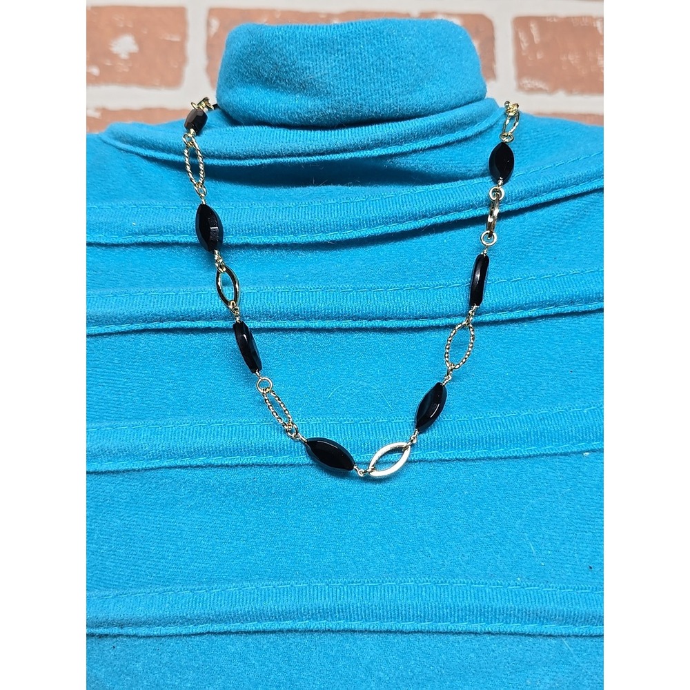 Lia Sophia Black And Gold 1 Strand 17 Inch Elegant Necklace‎